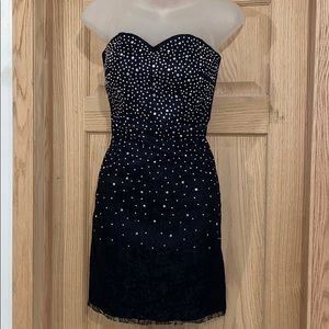 West woman black lace Rhinestone dress small